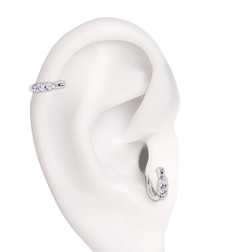 16G Triple CZ Tragus Clicker