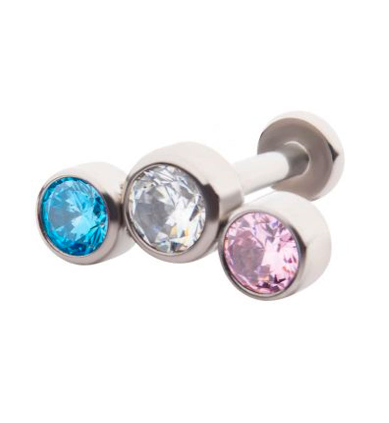 Pride CZ Gem Labret Post Version 3