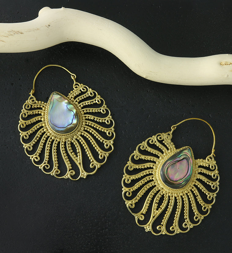 18G Tress Abalone Brass Hangers / Earrings