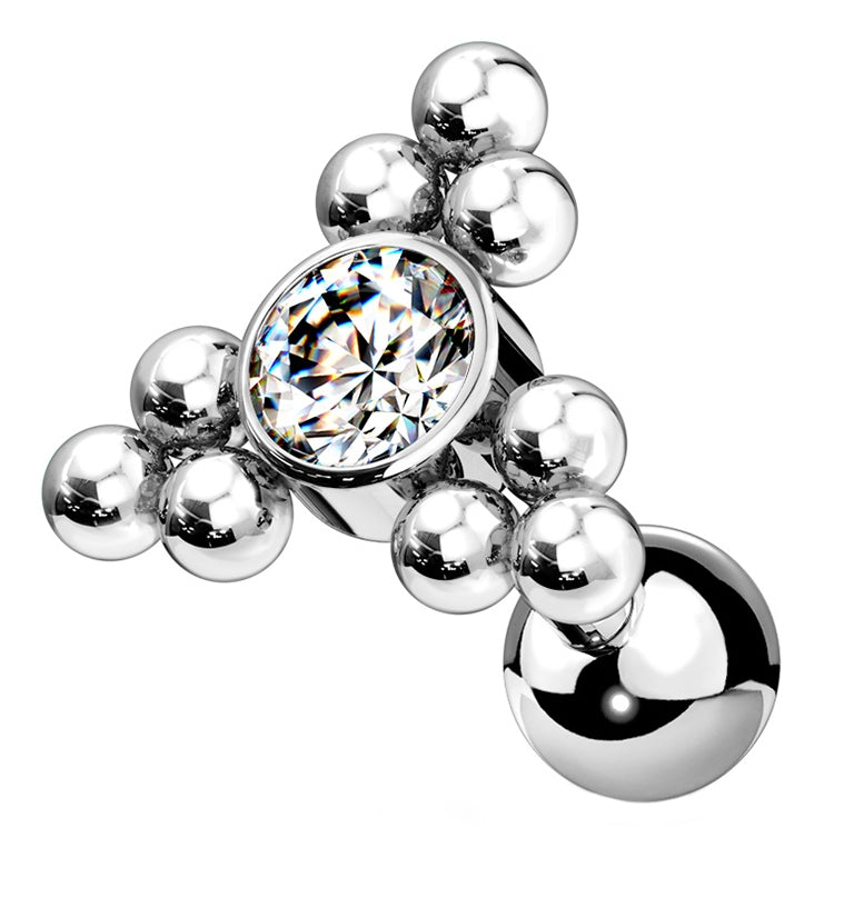 Clear Gem Beaded Triangle Cartilage Barbell