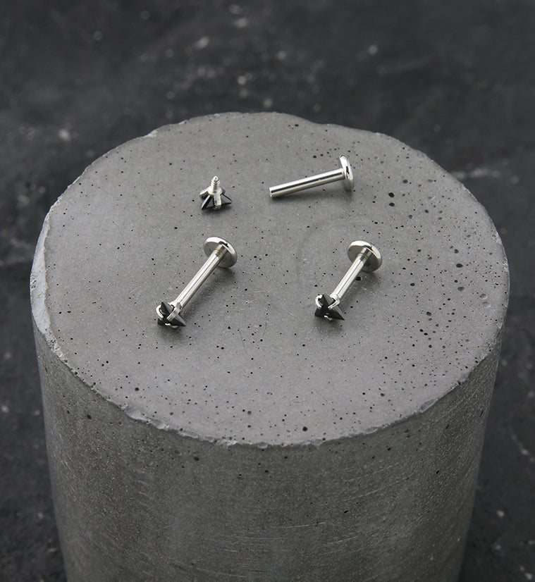 Triangle Black CZ Stainless Steel Internally Threaded Labret