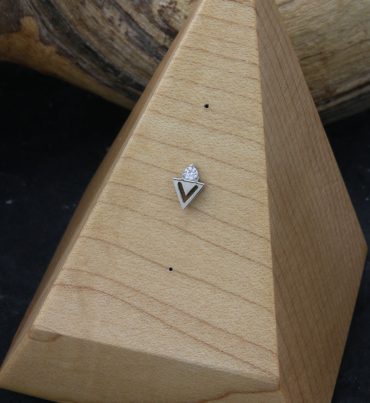 Triangle Cut Out CZ Threadless Titanium Top