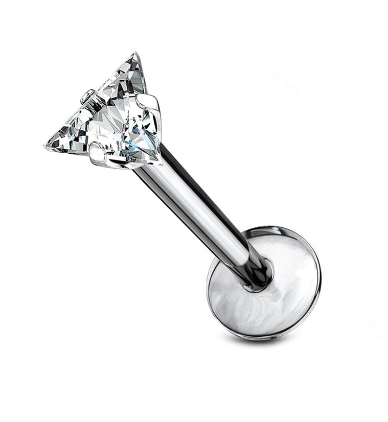 Triangle CZ Prong Titanium Internally Threaded Labret