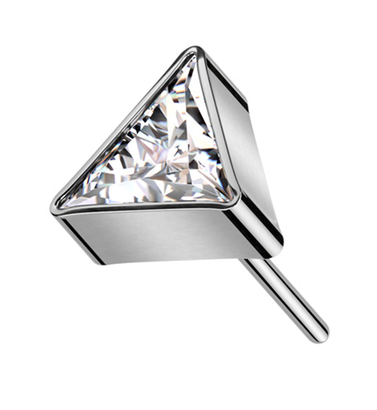 Triangle CZ Threadless Titanium Top