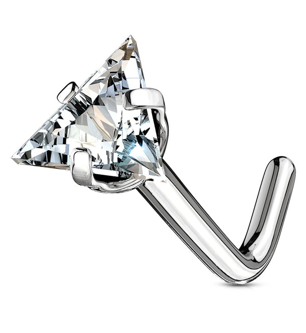 Triangle CZ Stainless Steel L Shaped Nose Ring