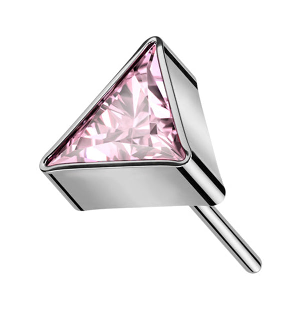 Triangle Pink CZ Threadless Titanium Top
