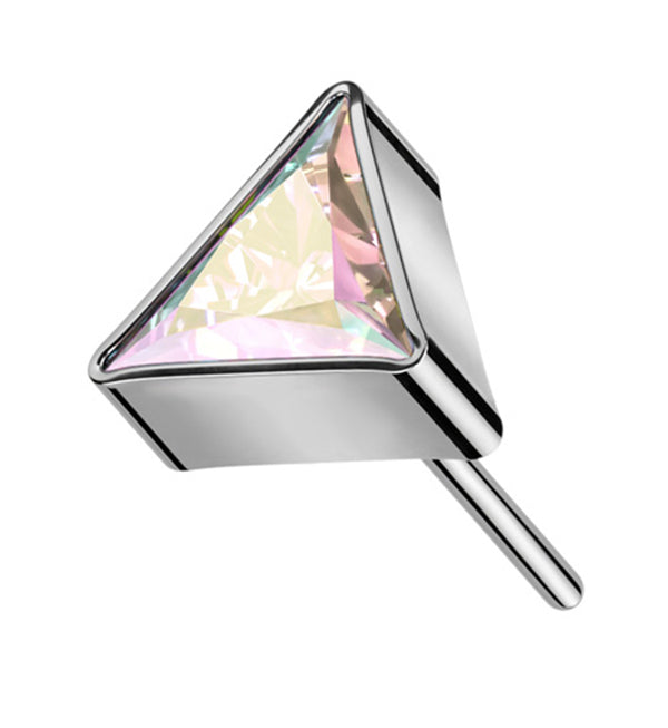 Triangle Rainbow Aurora CZ Threadless Titanium Top