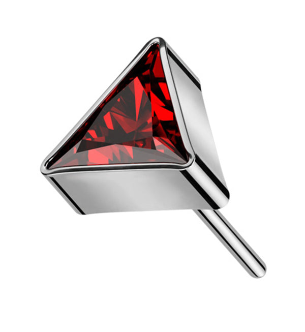Triangle Red CZ Threadless Titanium Top