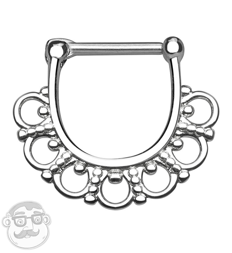 Tribal Fan Stainless Steel Septum Clicker