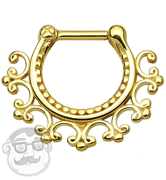 16G Tribal Edge IP Gold Stainless Steel Septum Clicker …