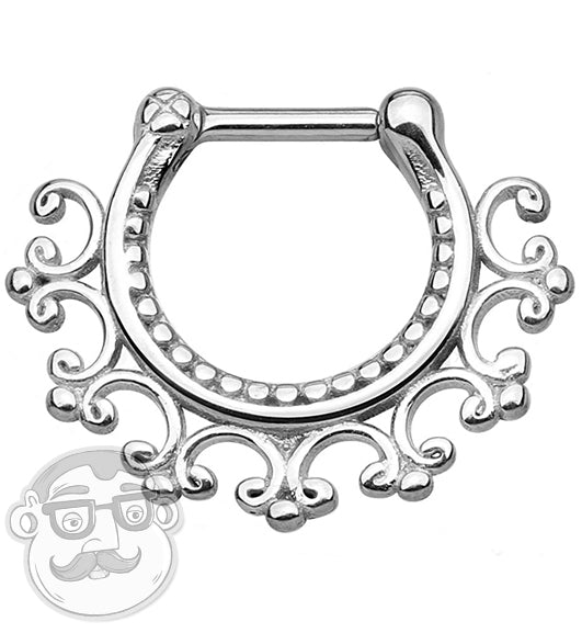 16G Tribal Edge Stainless Steel Septum Clicker