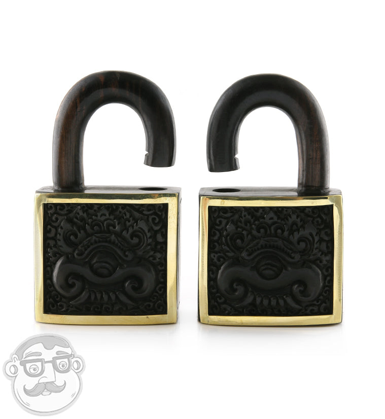 Tribal Padlock Wooden Ear Weights
