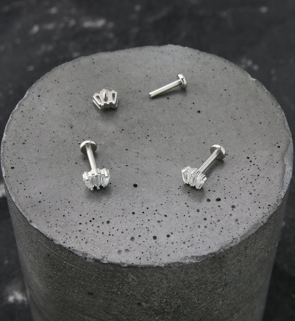 Trinal Clear CZ Stainless Steel Internally Threaded Labret