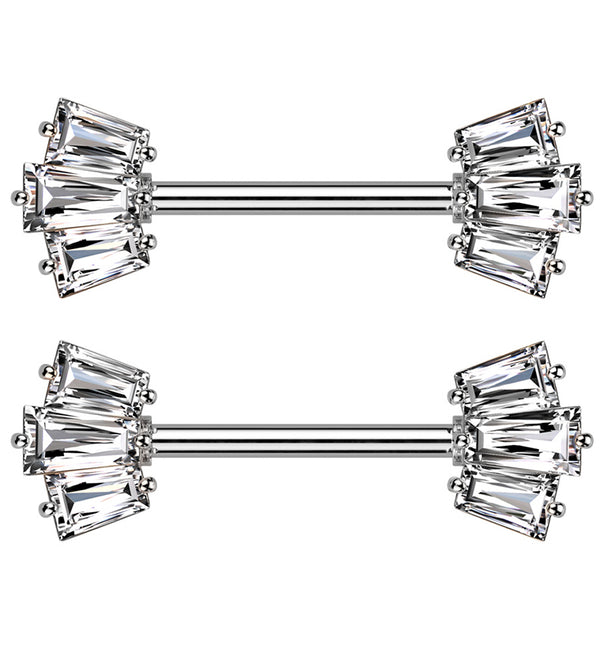 Trinal Clear CZ Stainless Steel Nipple Barbell