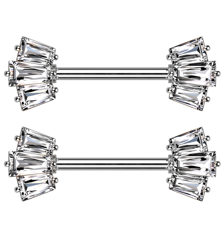 Trinal Clear CZ Stainless Steel Nipple Barbell