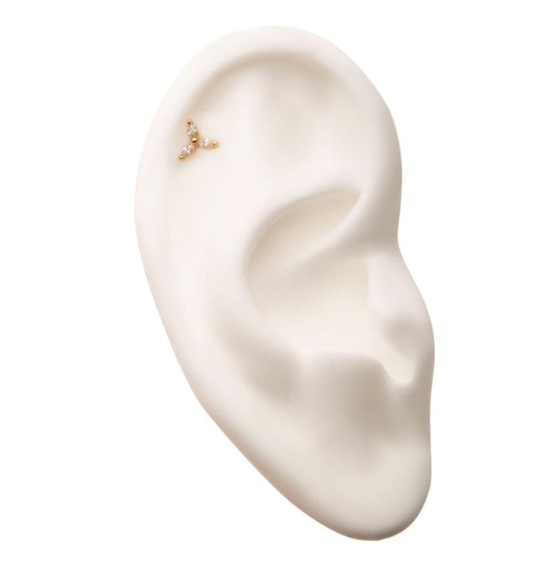 14kt Trinity CZ Threadless Top