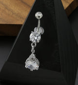 Trinity Accent Clear CZ Stainless Steel Belly Button Ring
