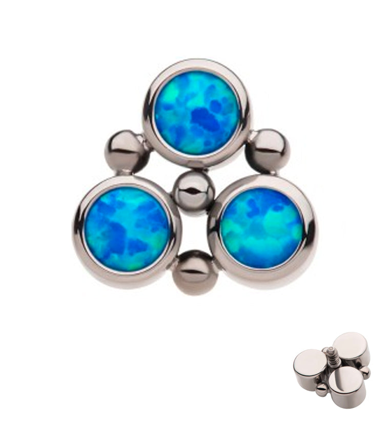 Trinity Beaded Blue Opalite Internally Threaded Titanium Top