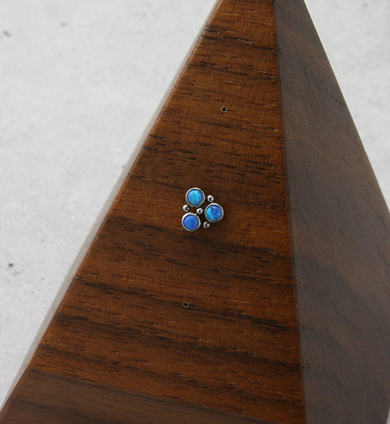 Trinity Beaded Blue Opalite Threadless Titanium Top