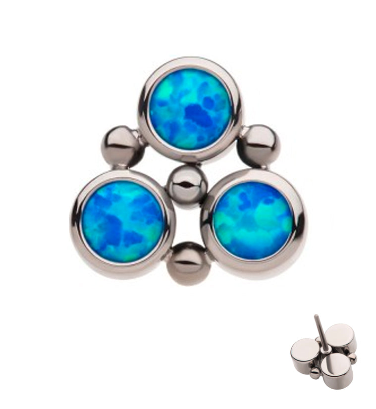 Trinity Beaded Blue Opalite Threadless Titanium Top