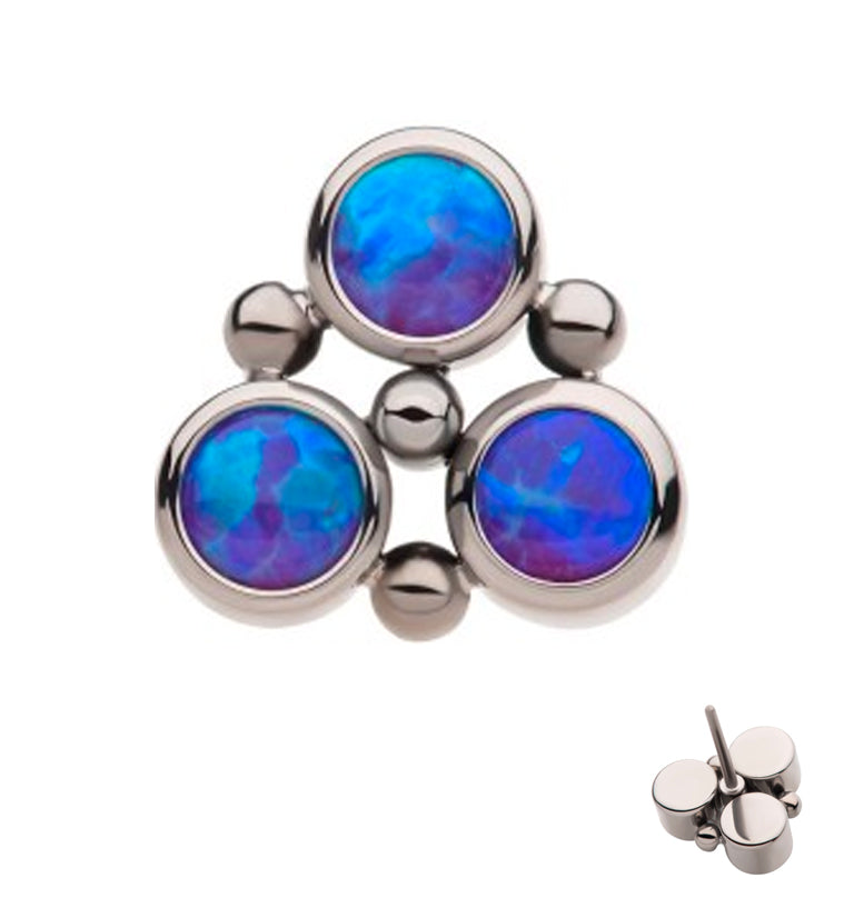 Trinity Beaded Purple Opalite Threadless Titanium Top