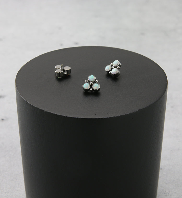 Trinity Beaded White Opalite Internally Threaded Titanium Top