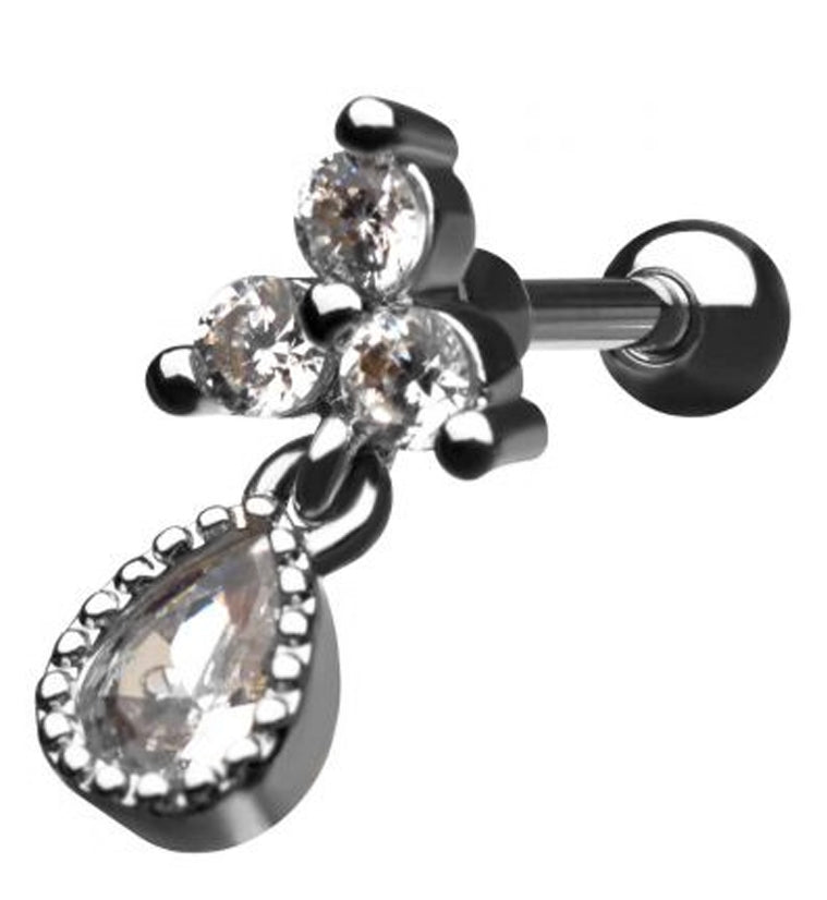 18G Trinity CZ Dangle Cartilage Barbell