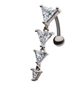 Trinity Dangling CZ Top Down Belly Button Ring