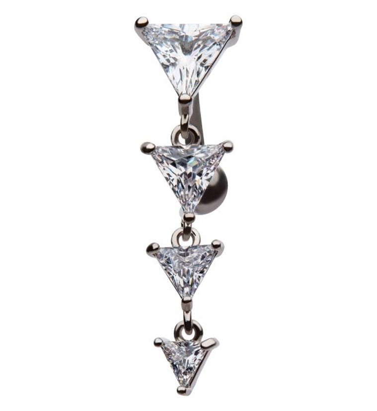 Trinity Dangling CZ Top Down Belly Button Ring