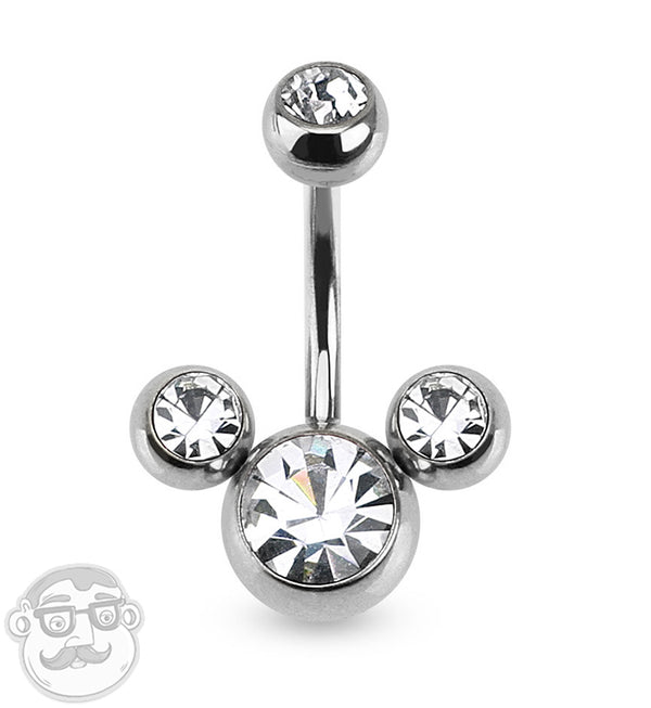 Clear Trinity CZ Belly Button Ring