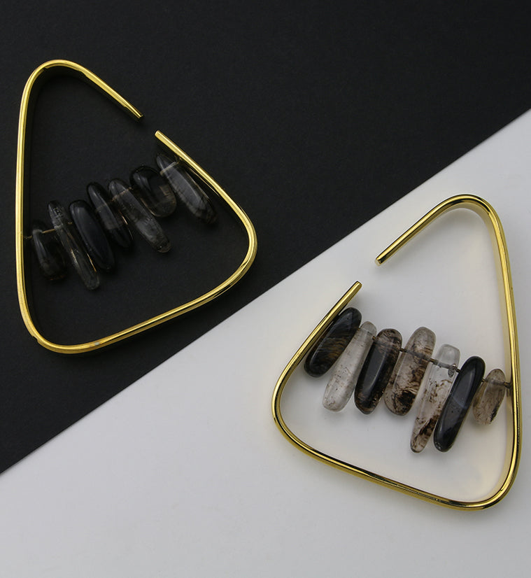 Trinity Smokey Quartz Brass Ear Weights