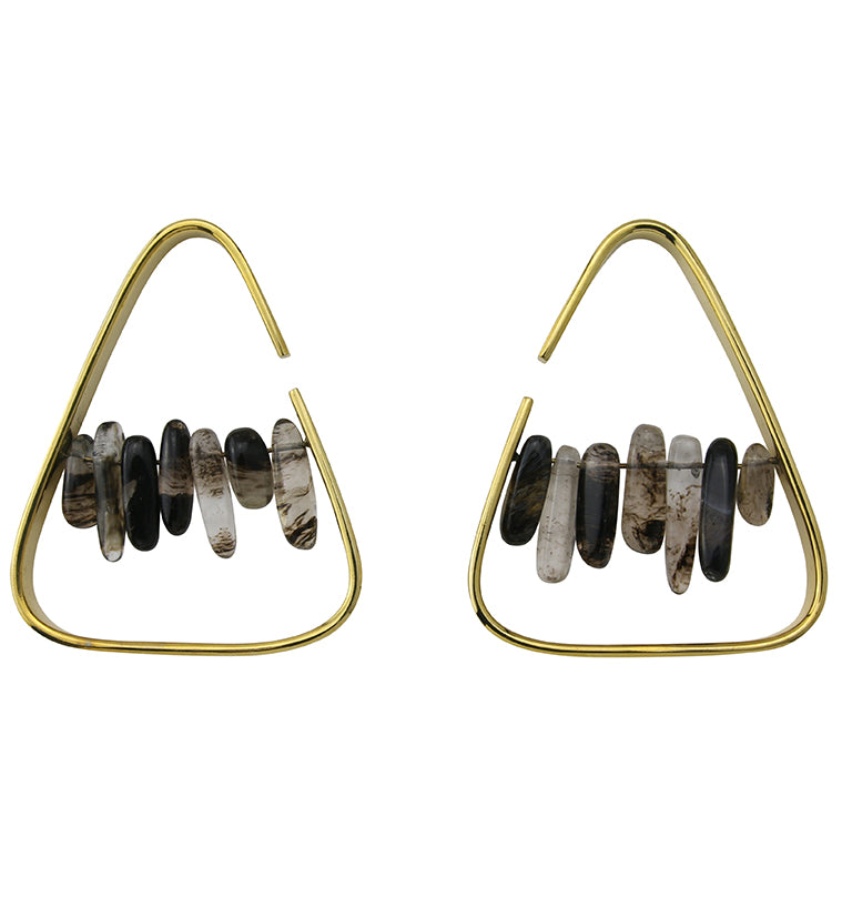 Trinity Smokey Quartz Brass Ear Weights