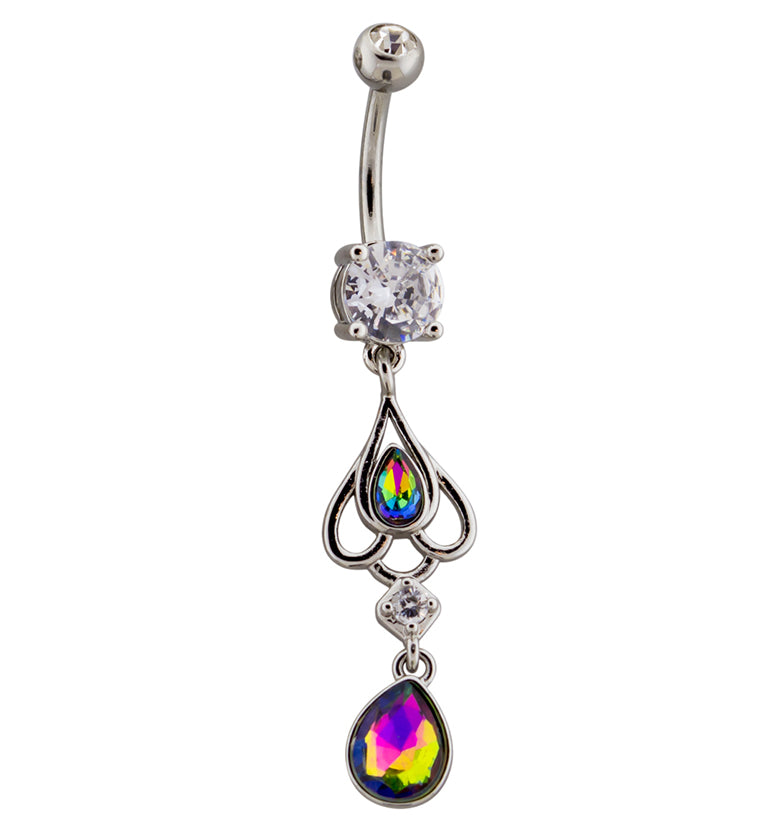 Trinket Dangle Black Aurora CZ Belly Button Ring