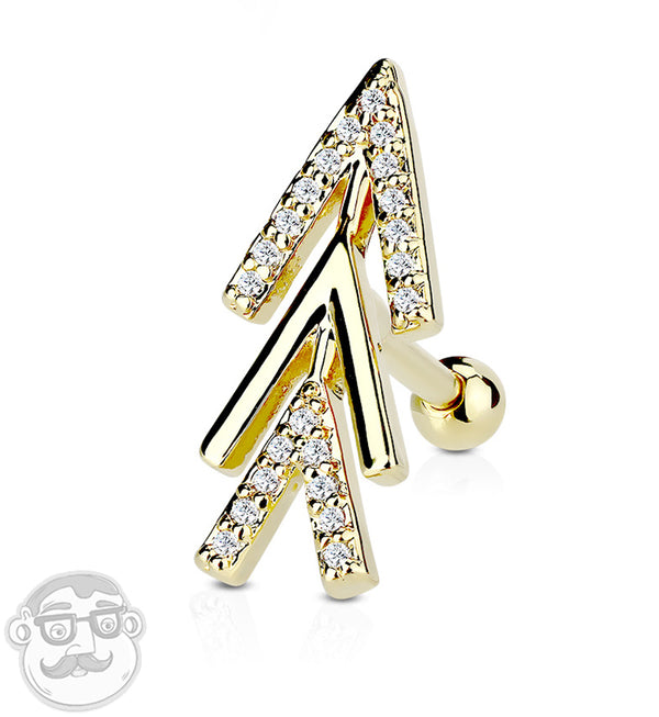 16G Gold PVD Triple Arrow Cartilage Barbell
