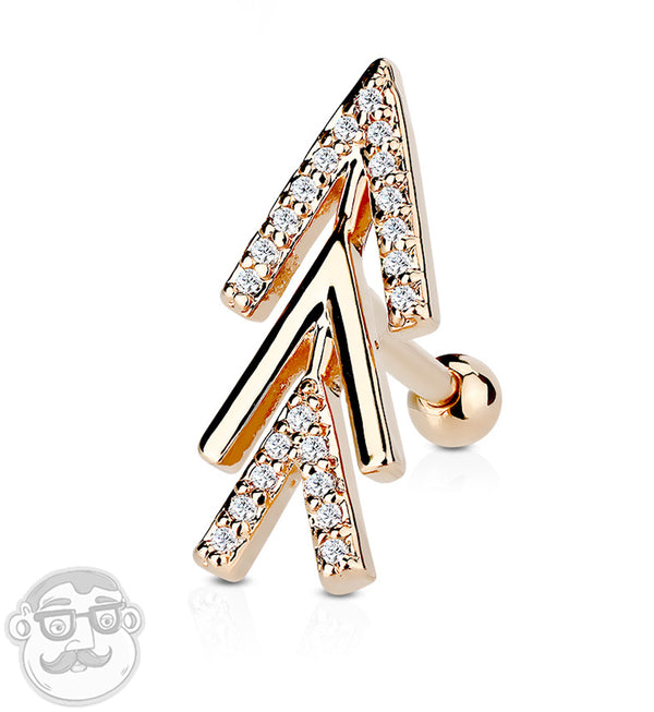 16G Rose Gold PVD Triple Arrow Cartilage Barbell