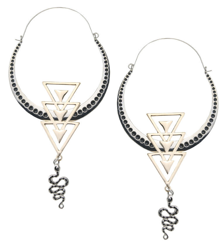Triple Arrow Dangle Snake Plug Hoops