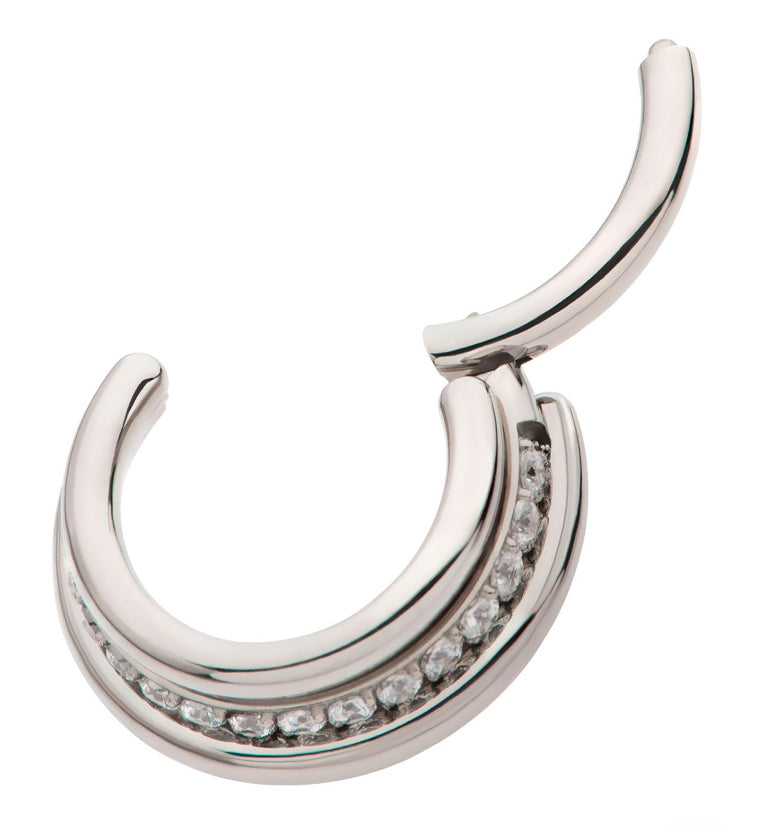 Triple Band CZ Titanium Hinged Segment Ring