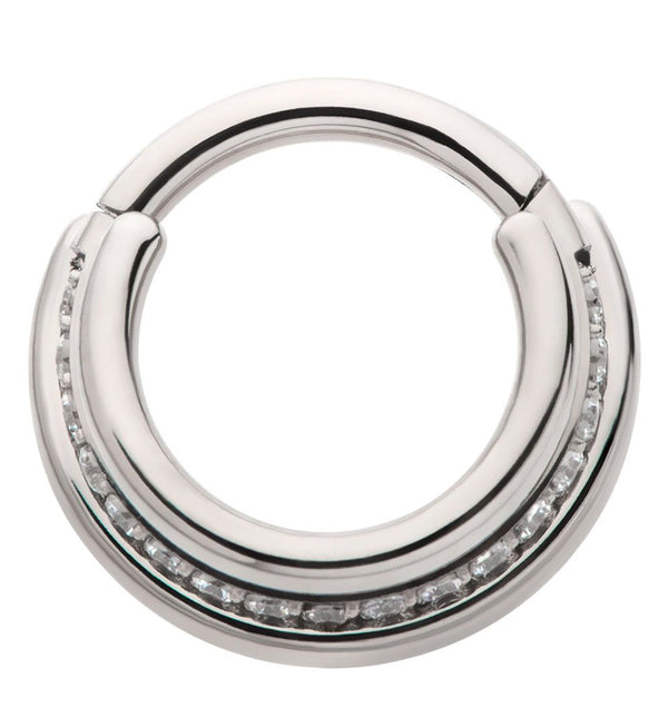 Triple Band CZ Titanium Hinged Segment Ring