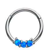 Blue Triple Opal Hinged Segment Ring