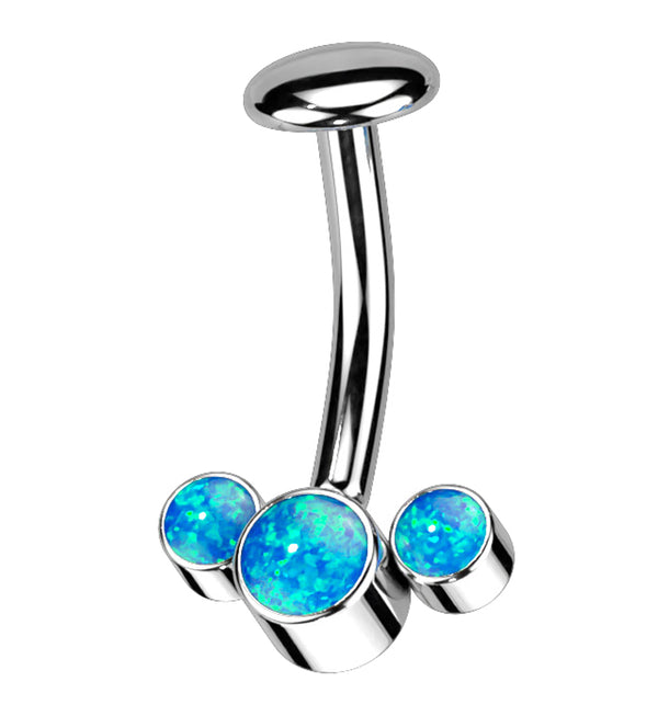 Triple Blue Opalite Titanium Threadless Floating Belly Button Ring