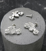 Triple Butterfly Outline CZ Stainless Steel Threadless Labret