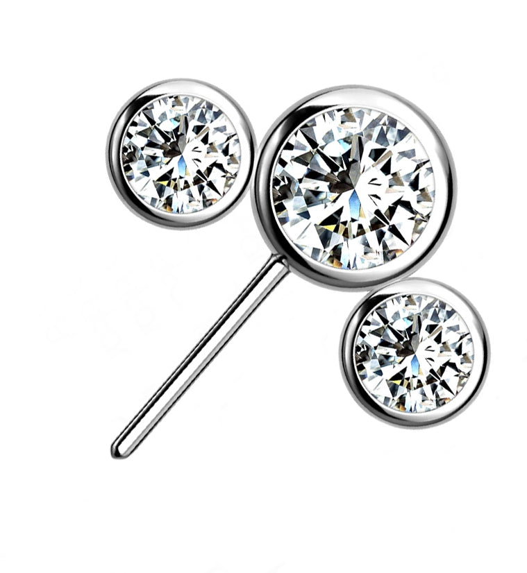 Triple Clear CZ Titanium Side Facing Threadless Top