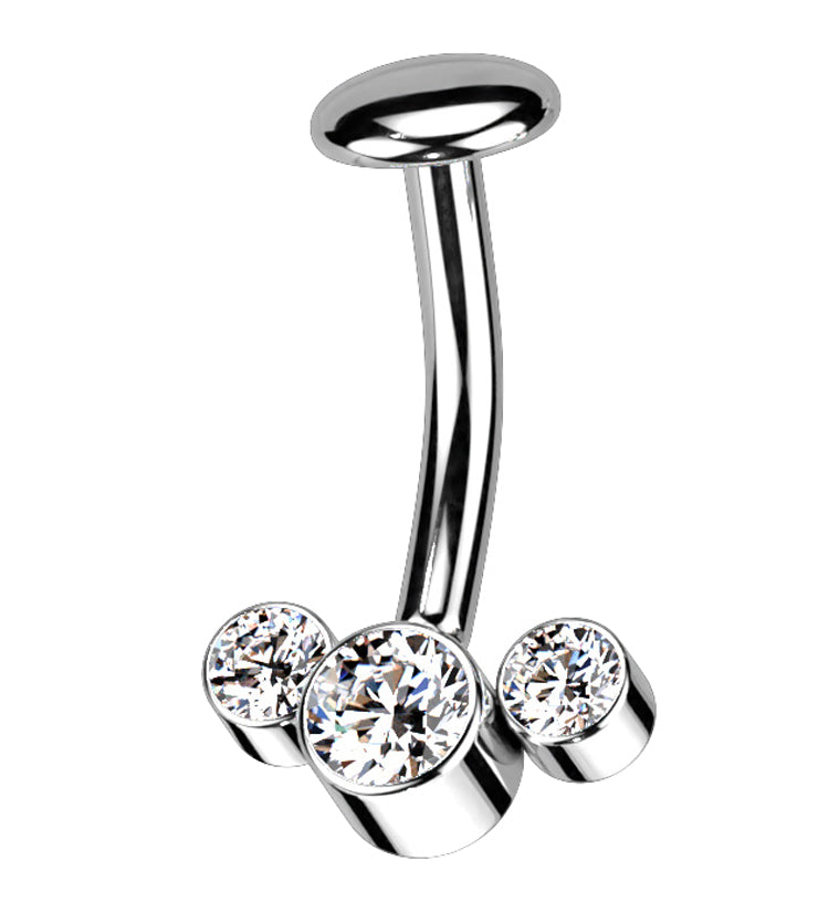 Triple Clear CZ Titanium Threadless Floating Belly Button Ring
