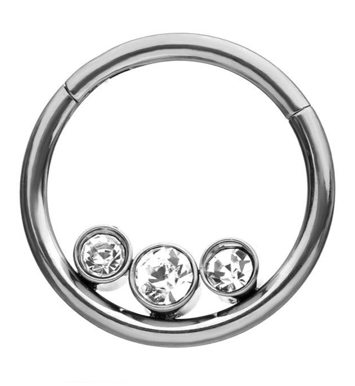 Triple CZ Hinged Segment Ring