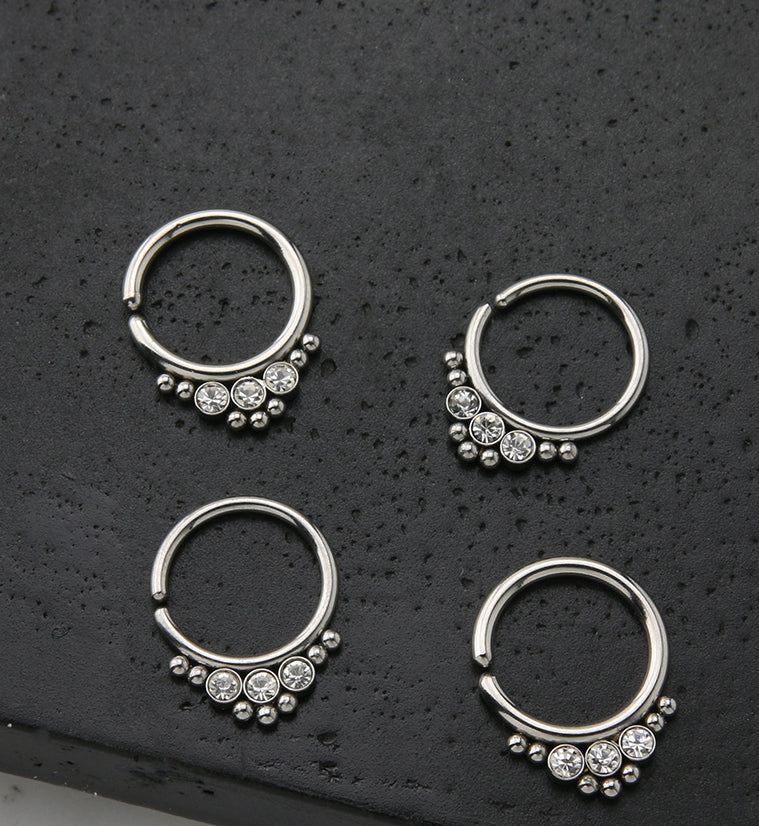 Triple CZ Annealed Seamless Hoop Ring