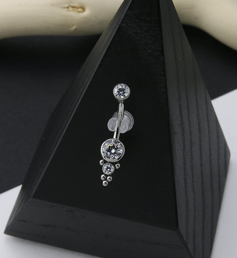 Triple CZ Drop Bead Titanium Belly Button Ring