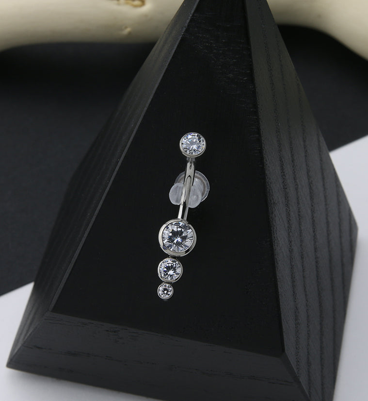 Triple CZ Drop Titanium Belly Button Ring