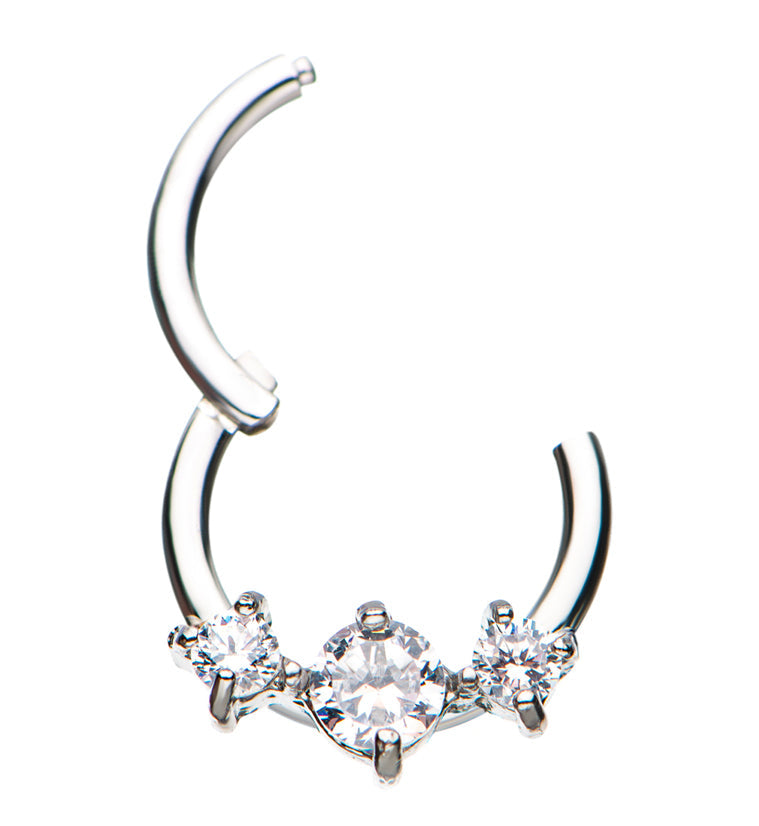 Gold PVD Triple CZ Prong Hinged Segment Ring