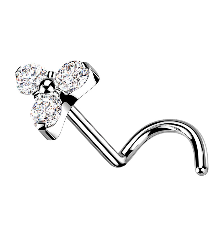 Triple CZ Titanium Nose Screw Ring