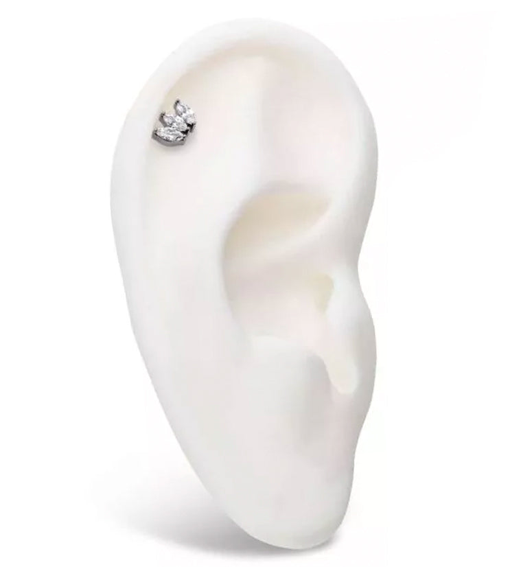 Triple Empress CZ Threadless Titanium Top